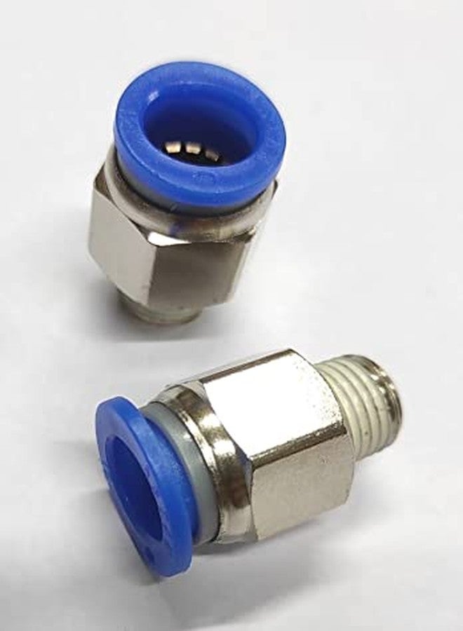 CRAFTSFY 1/4" X 12 MM OD Pneumatic Push Type Male Connector Push in Joint Pneumatic Connector Quick Fittings Size: 1/4" X 12 MM OD Quick Conector Air Fittings Size:1/4 X 12 MM (Pack of 2) - Image 1